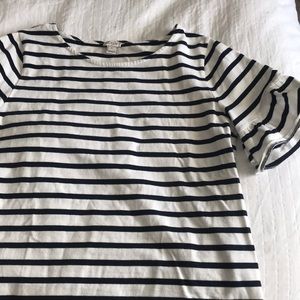 J. Crew striped peplum sleeve top